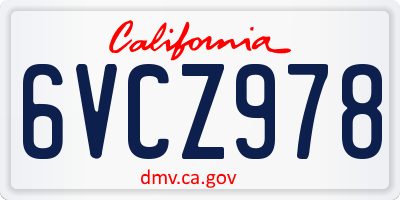 CA license plate 6VCZ978