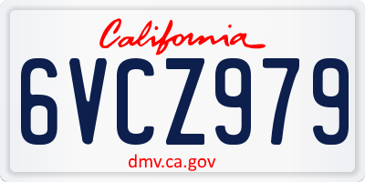 CA license plate 6VCZ979