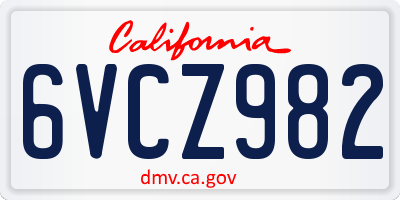 CA license plate 6VCZ982