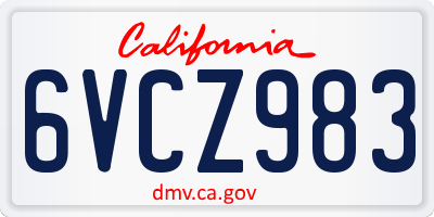 CA license plate 6VCZ983
