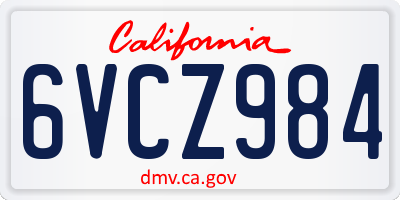 CA license plate 6VCZ984