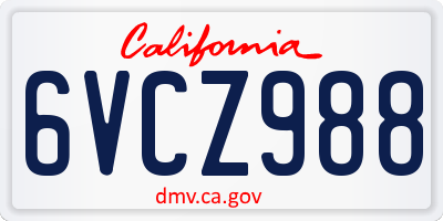 CA license plate 6VCZ988