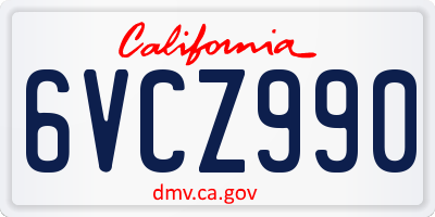CA license plate 6VCZ990