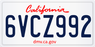 CA license plate 6VCZ992