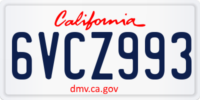 CA license plate 6VCZ993
