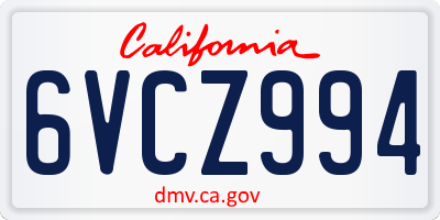 CA license plate 6VCZ994