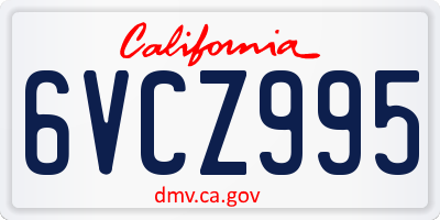 CA license plate 6VCZ995