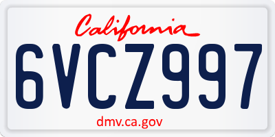 CA license plate 6VCZ997