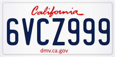 CA license plate 6VCZ999