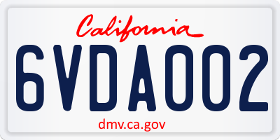 CA license plate 6VDA002