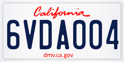 CA license plate 6VDA004