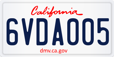 CA license plate 6VDA005