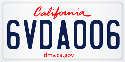 CA license plate 6VDA006