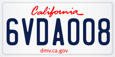 CA license plate 6VDA008