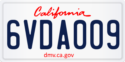 CA license plate 6VDA009