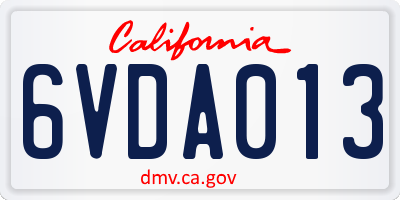 CA license plate 6VDA013