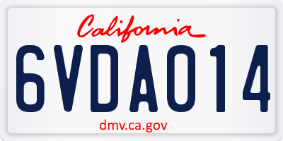 CA license plate 6VDA014
