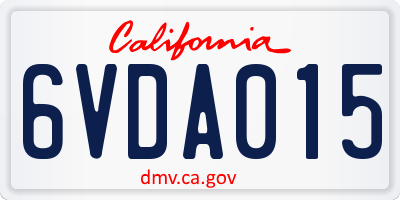 CA license plate 6VDA015