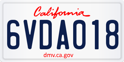CA license plate 6VDA018