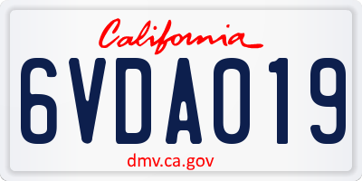 CA license plate 6VDA019