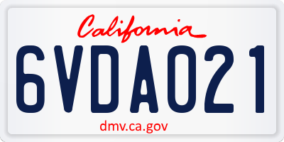 CA license plate 6VDA021