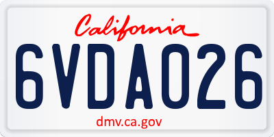 CA license plate 6VDA026