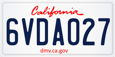 CA license plate 6VDA027