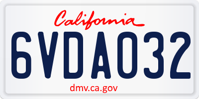 CA license plate 6VDA032
