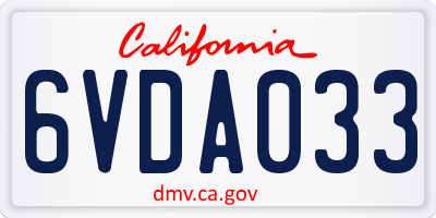 CA license plate 6VDA033