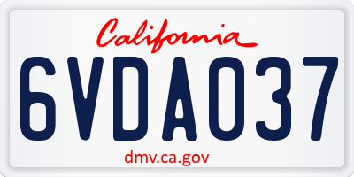 CA license plate 6VDA037