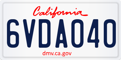 CA license plate 6VDA040
