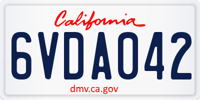 CA license plate 6VDA042