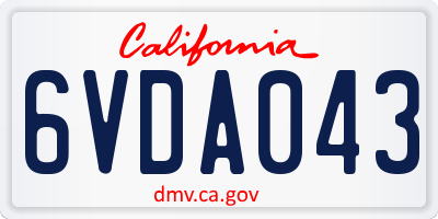 CA license plate 6VDA043