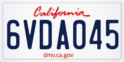 CA license plate 6VDA045