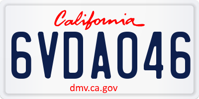 CA license plate 6VDA046