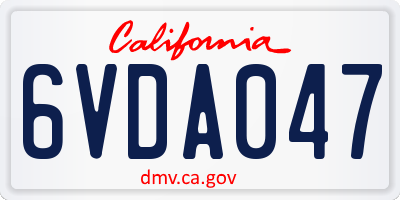 CA license plate 6VDA047