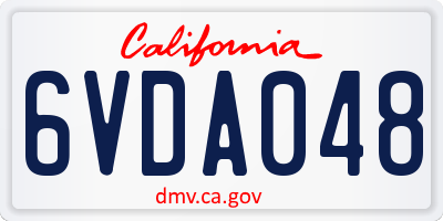 CA license plate 6VDA048