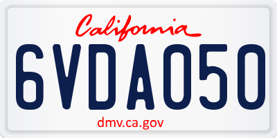 CA license plate 6VDA050