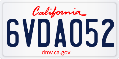 CA license plate 6VDA052