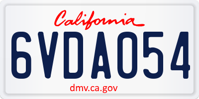 CA license plate 6VDA054