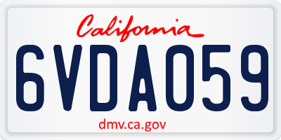 CA license plate 6VDA059