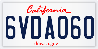 CA license plate 6VDA060