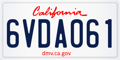 CA license plate 6VDA061