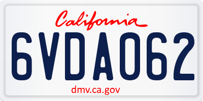 CA license plate 6VDA062
