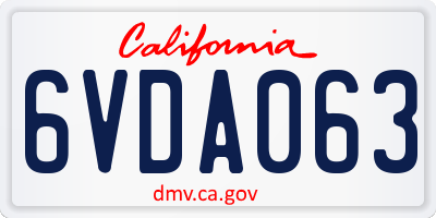 CA license plate 6VDA063