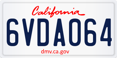 CA license plate 6VDA064