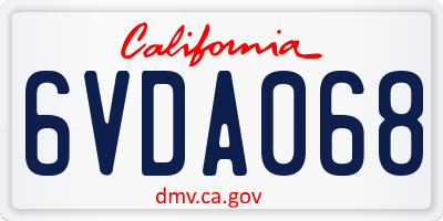 CA license plate 6VDA068