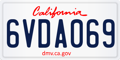 CA license plate 6VDA069