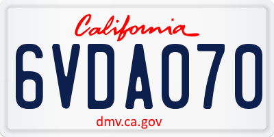 CA license plate 6VDA070