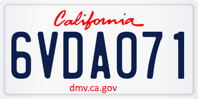 CA license plate 6VDA071